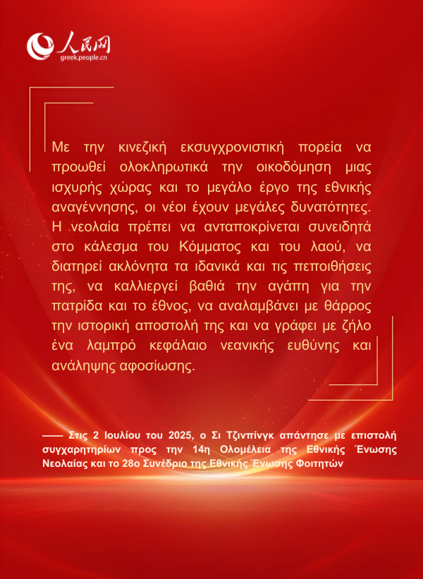 Αφίσες: Ο Πρόεδρος Σι Τζινπίνγκ απευθύνει εγκάρδιο μήνυμα στη νεολαία της νέας εποχής
